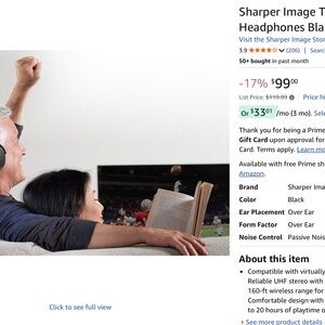 Sharper Image Black Wireless Headphones